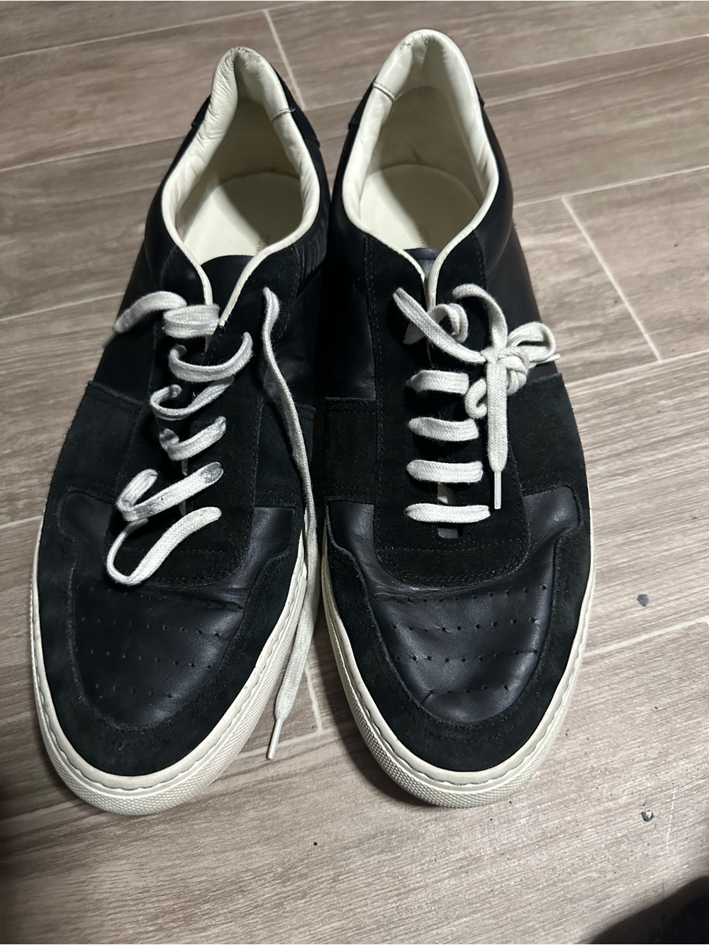 Common Projects Black and White Low-Top Leather Sneakers